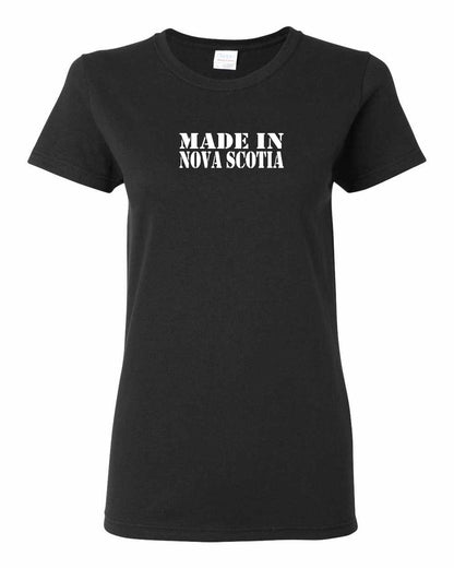 Made In Nova Scotia ( White Lettering) Full womens-tee