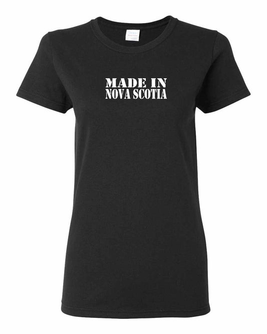 Made In Nova Scotia ( White Lettering) Full womens-tee