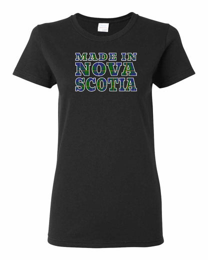 Made In Nova Scotia ( Tartan Lettering) Full womens-tee