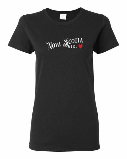 Nova Scotia Girl Red Heart Full womens-tee