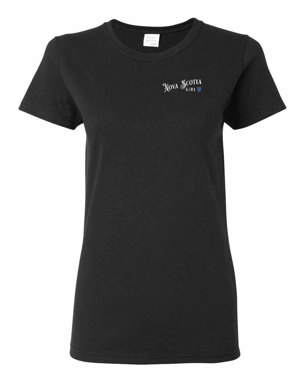 Nova Scotia Girl Tartan Heart Left Chest womens-tee