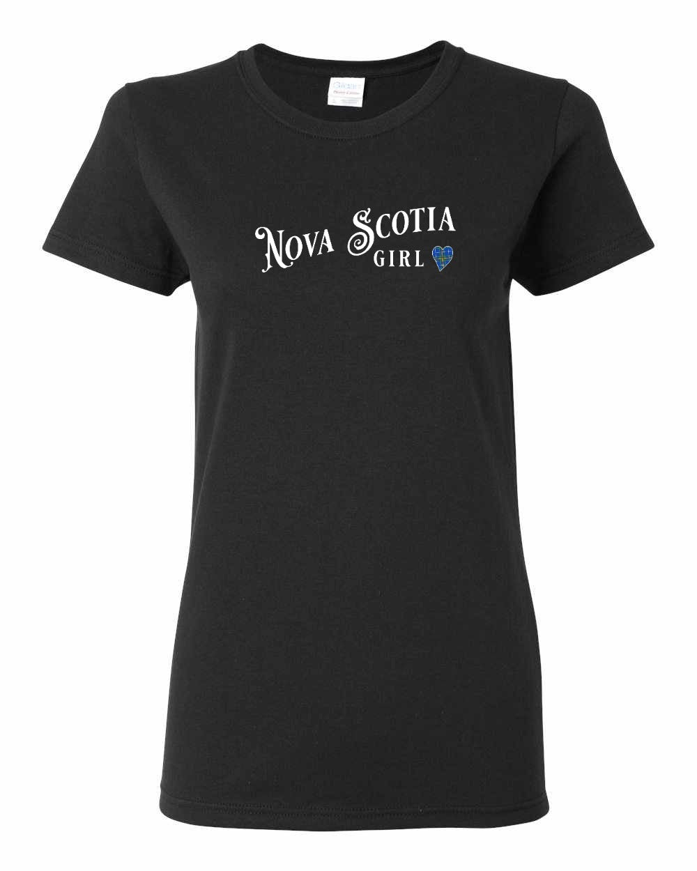 Nova Scotia Girl Tartan Heart Full womens-tee