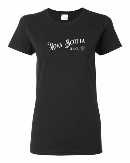 Nova Scotia Girl Tartan Heart Full womens-tee