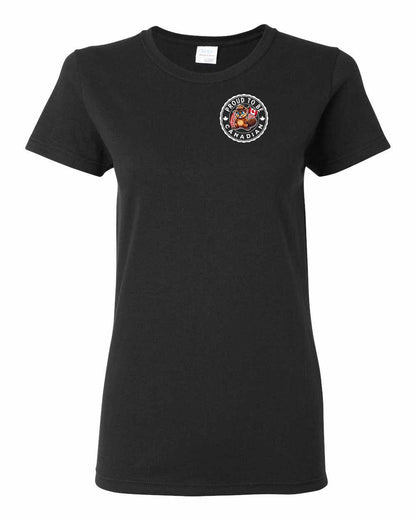 Proud to be Canadian Beaver Left Chest and Back Women's Tee