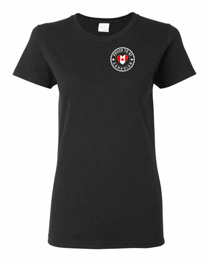 Proud to Be Canadian Heart Left Chest Women's Tee
