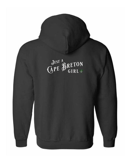 Just a Cape Breton Girl Tartan Left Chest and Back Zip Hoodie