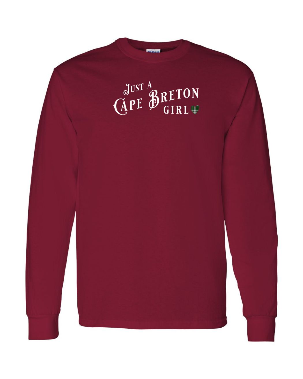 Just a Cape Breton Girl Tartan Left Chest Long Sleeve Tee