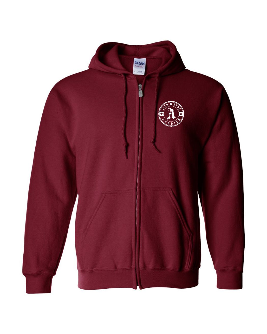 Fier D'etre Acadien White Design Left Chest Only French Zip Hoodie - Unisex