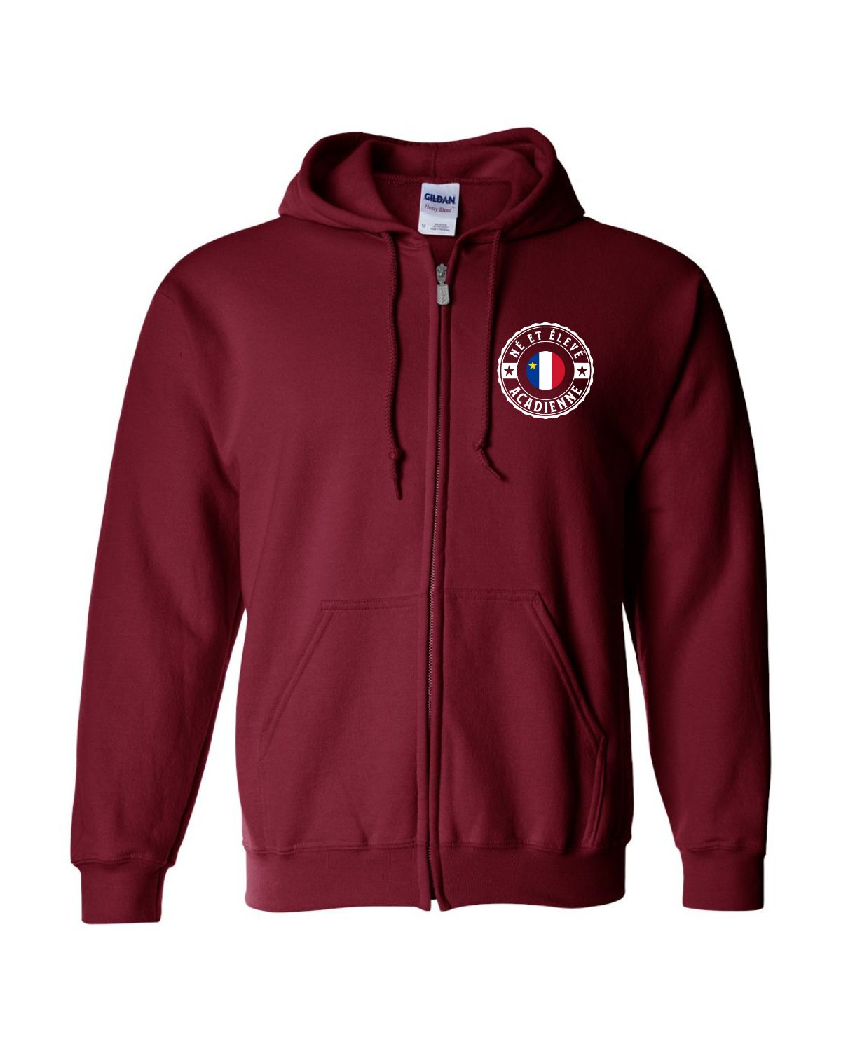Ne Et Eleve Acadienne Flag Left Chest and Back Zip Hoodie French - Unisex