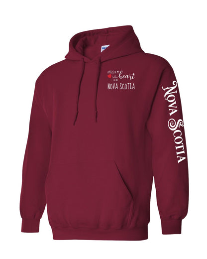 A piece of my heart is in Nova Scotia ( Red Heart ) Left Chest and Sleeve Pullover Hoodie