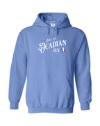 Just an Acadian Guy White Lettering Star Flag Pullover Hoodie - Unisex