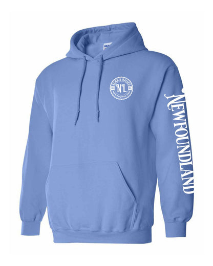 Born and Raised Newfoundland Left Chest and Sleeve Pullover Hoodie