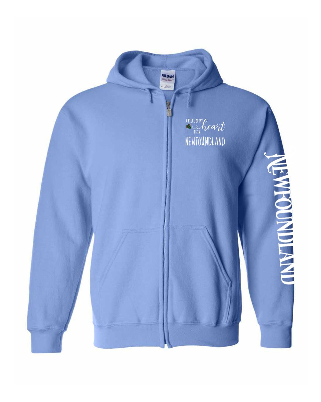 A piece of My heart in NFLD (Red Heart) Left Chest And Sleeve Zip Hoodie - Unisex