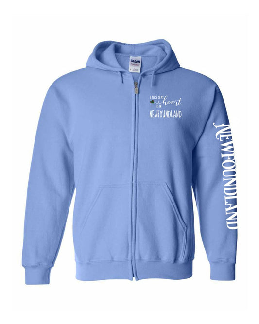 A piece of My heart in Newfoundland (Red Heart) Left Chest And Sleeve Zip Hoodie