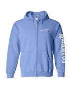 NFLD Girl Red Heart Left Chest And Sleeve Zip Hoodie - Unisex