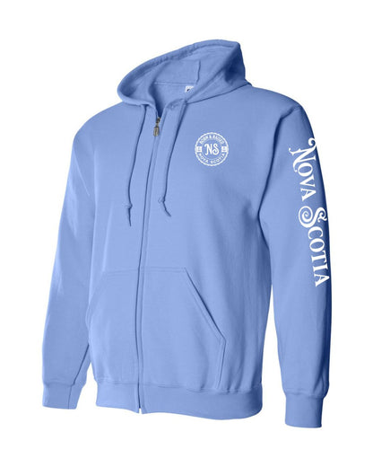 Born And Raised Nova Scotia Left Chest and Sleeve Zip Hoodie