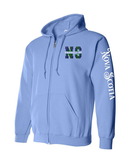 Product Of Nova Scotia Left Chest and Sleeve Zip Hoodie