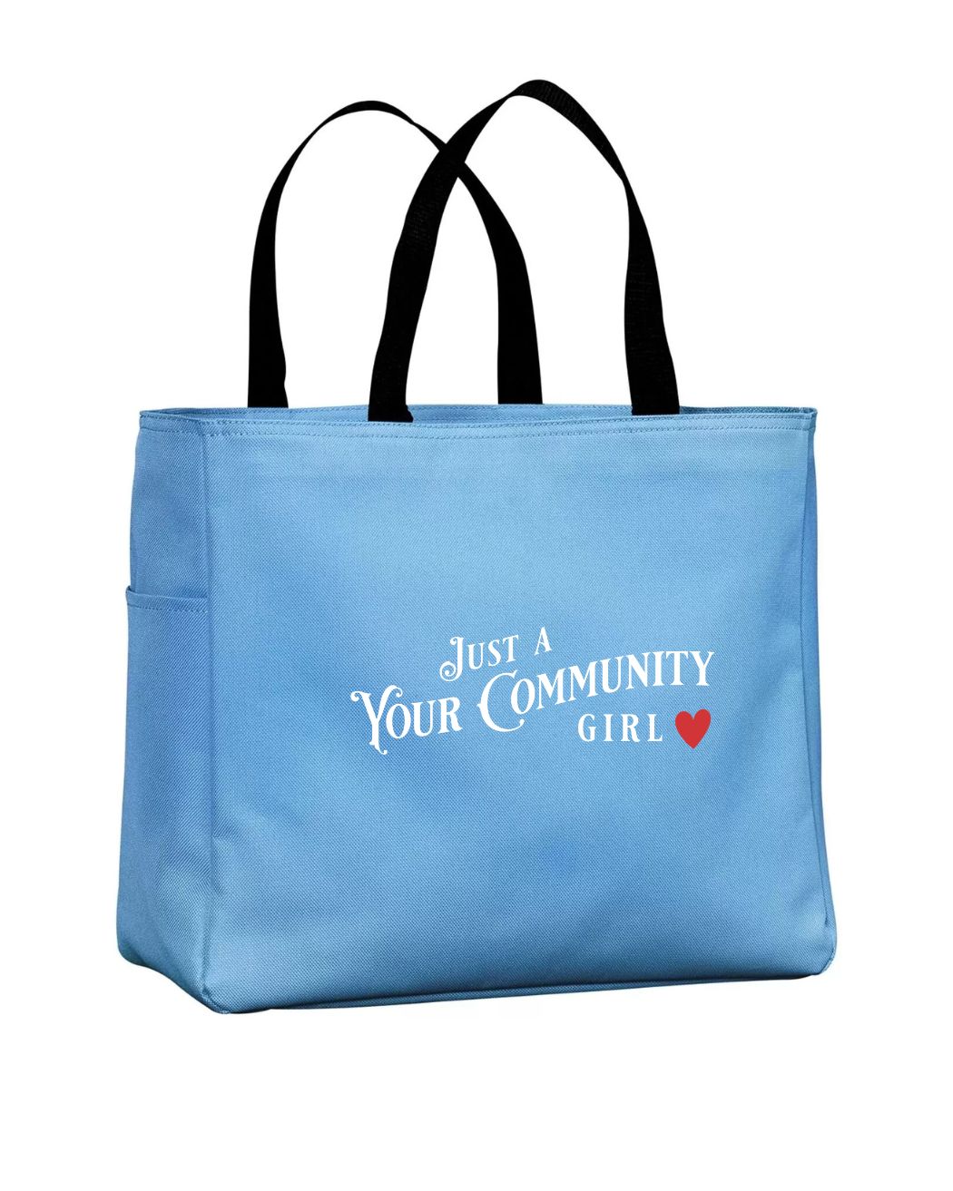 Custom Just a "Your Community" Girl with Red Heart Tote Bag
