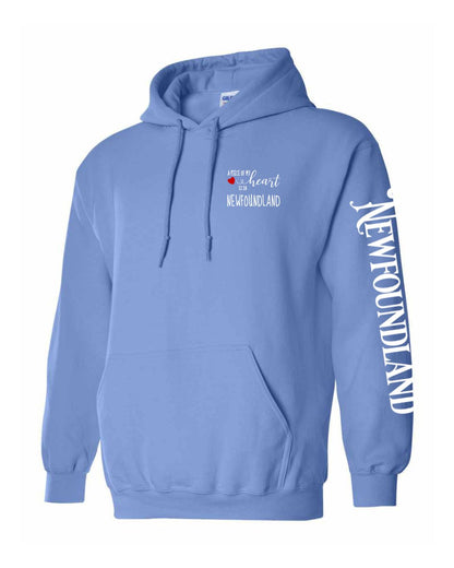 A piece of my heart is in Newfoundland Left Chest and Sleeve Pullover Hoodie