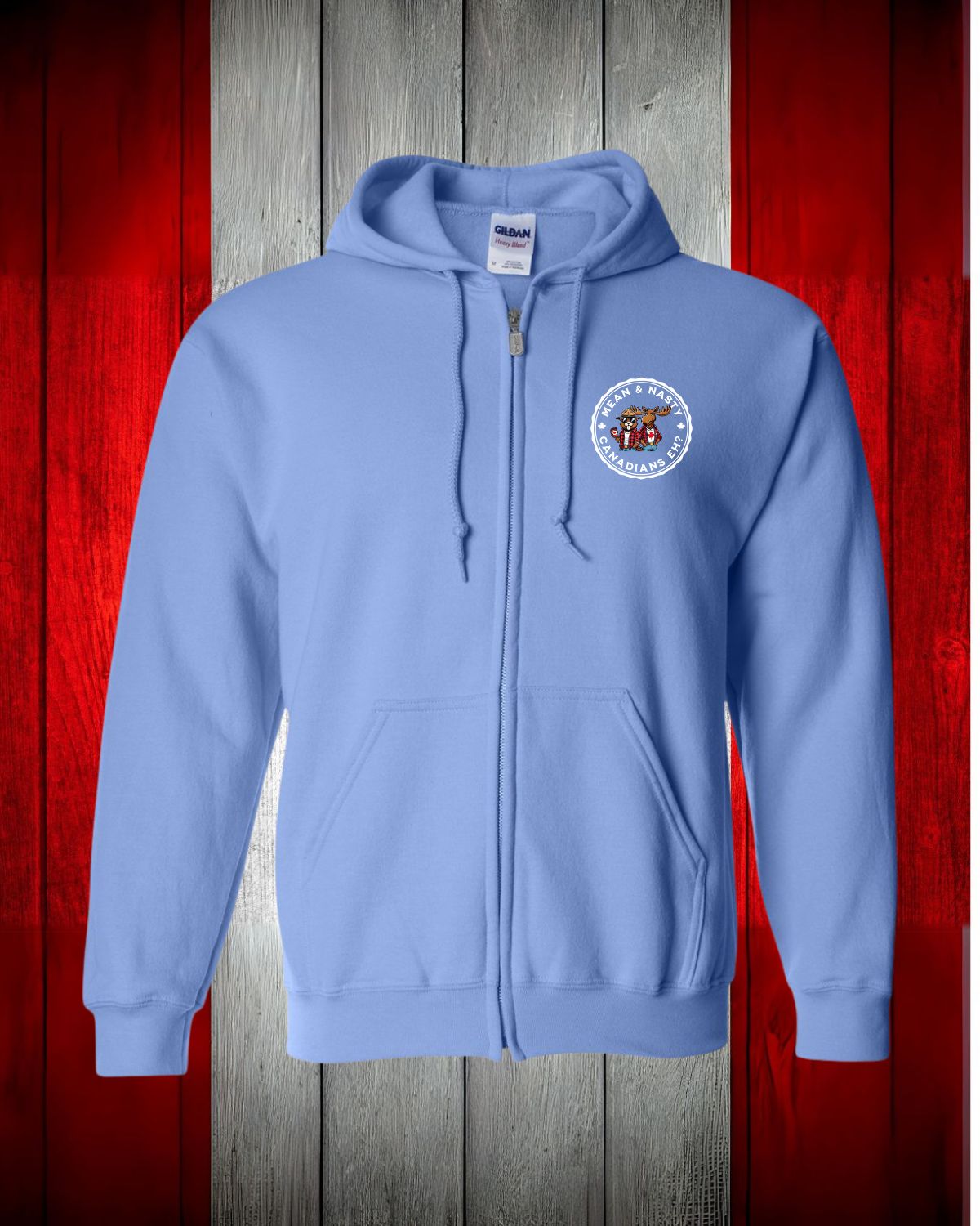 Mean and Nasty Canadians Eh! Left Chest Zip Hoodie