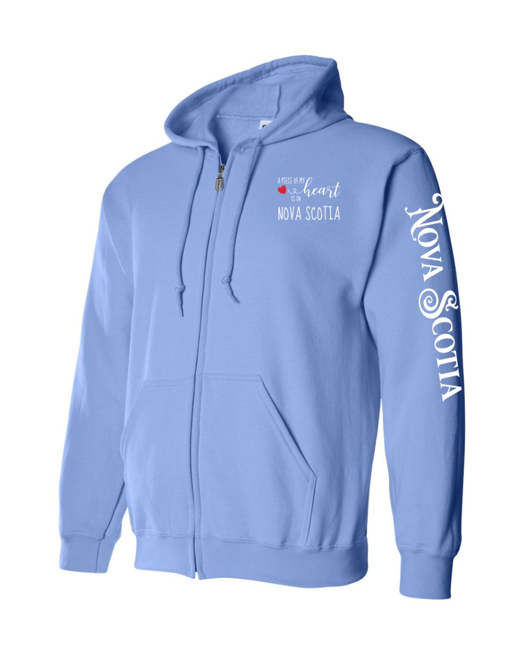 A piece of my heart is in Nova Scotia Left Chest and Sleeve Zip Hoodie
