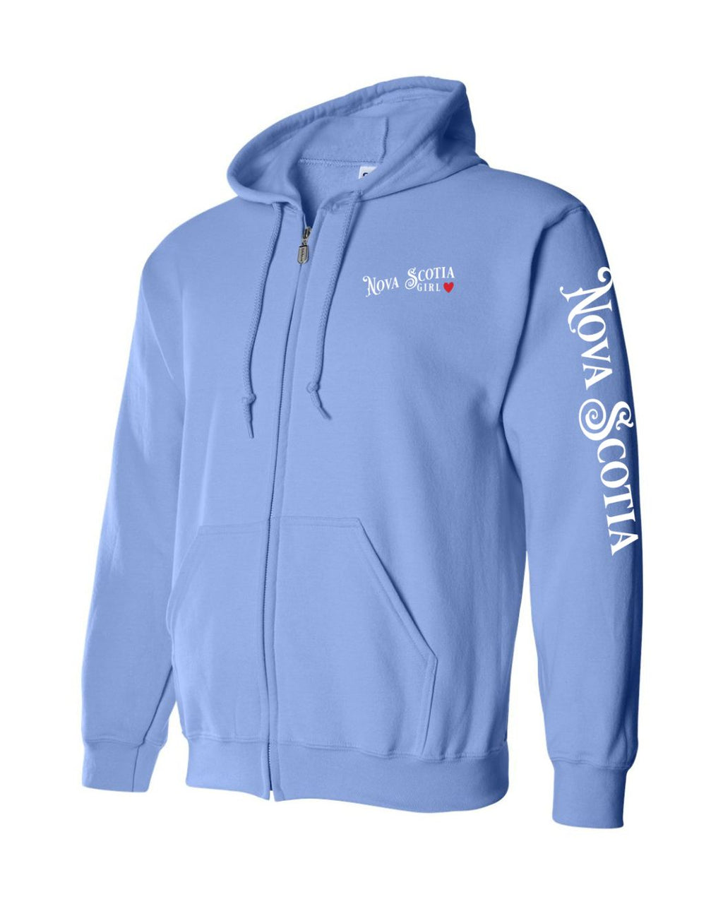 NS Girl Red Heart Left Chest and Sleeve Zip Hoodie - Unisex