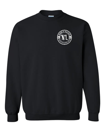 Born & Raised Newfoundland Left Chest and Back Crewneck Sweatshirt