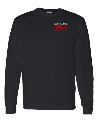 Living Alberta Made in Cape Breton Left Chest and Back Long Sleeve Tee