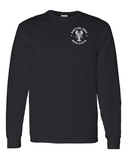 Maritime Swag Nova Scotia Mandala white Lobster Left Chest Long Sleeve Tee
