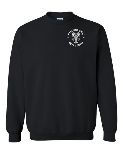 Maritime Swag Nova Scotia Mandala white Lobster Left Chest and Back crew-neck