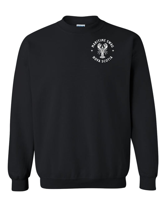 Maritime Swag Nova Scotia Mandala white Lobster Left Chest and Back crew-neck