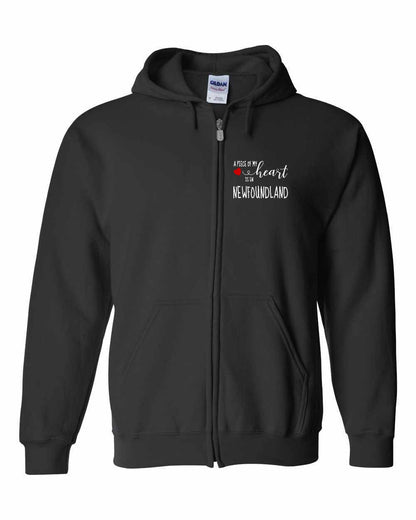 A piece of My heart in Newfoundland (Red Heart) Left Chest and Back Zip Hoodie