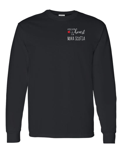A piece of My heart in Nova Scotia (Red Heart) Left Chest Long Sleeve Tee