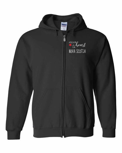 A piece of My heart in Nova Scotia (Red Heart) Left Chest zip-hoodie