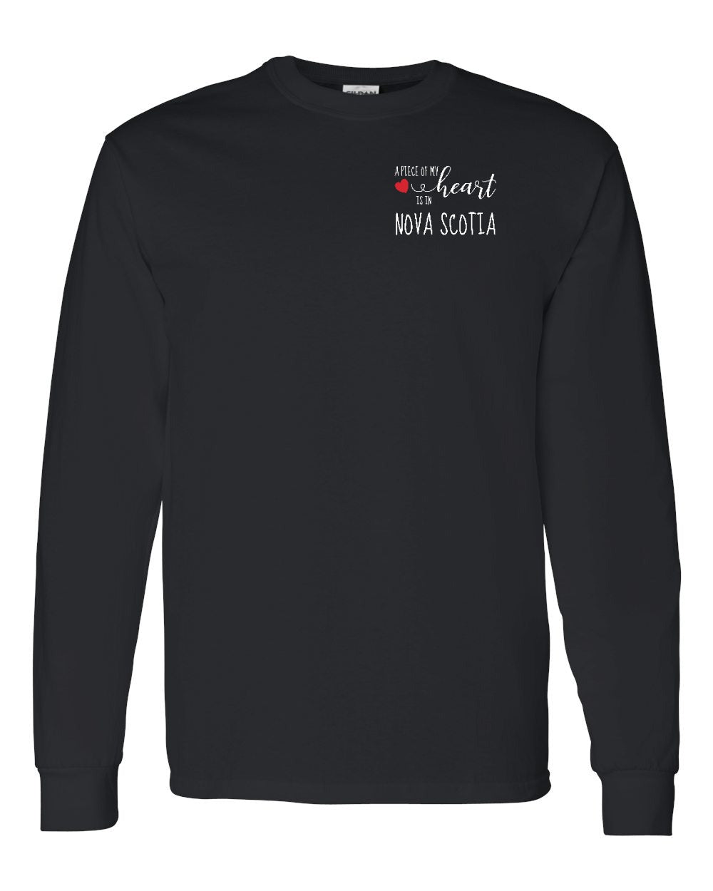 A piece of My heart in Nova Scotia (Red Heart) Left Chest and Back Long Sleeve Tee