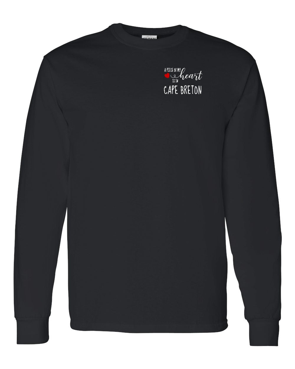 A piece of My heart in Cape Breton (Red Heart) Left Chest and Back Long Sleeve Tee