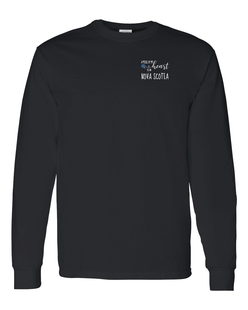 A piece of My heart in Nova Scotia (Tartan Heart) Left Chest Long Sleeve Tee