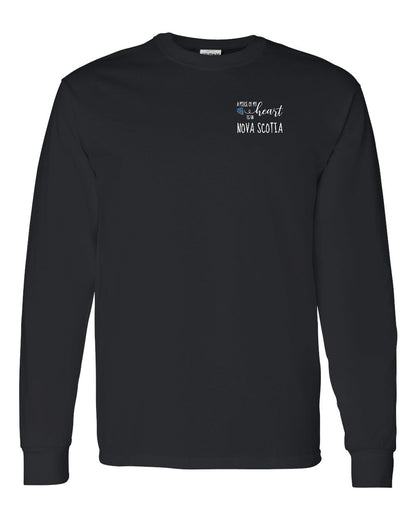 A piece of My heart in Nova Scotia (Tartan Heart) Left Chest Long Sleeve Tee