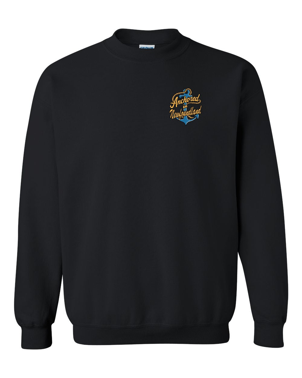 Anchored in NFLD (New Design) Left Chest and Back Crewneck Sweatshirt - Unisex