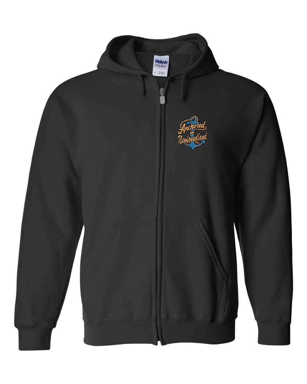 Anchored in Newfoundland (New Design) Left Chest Zip Hoodie