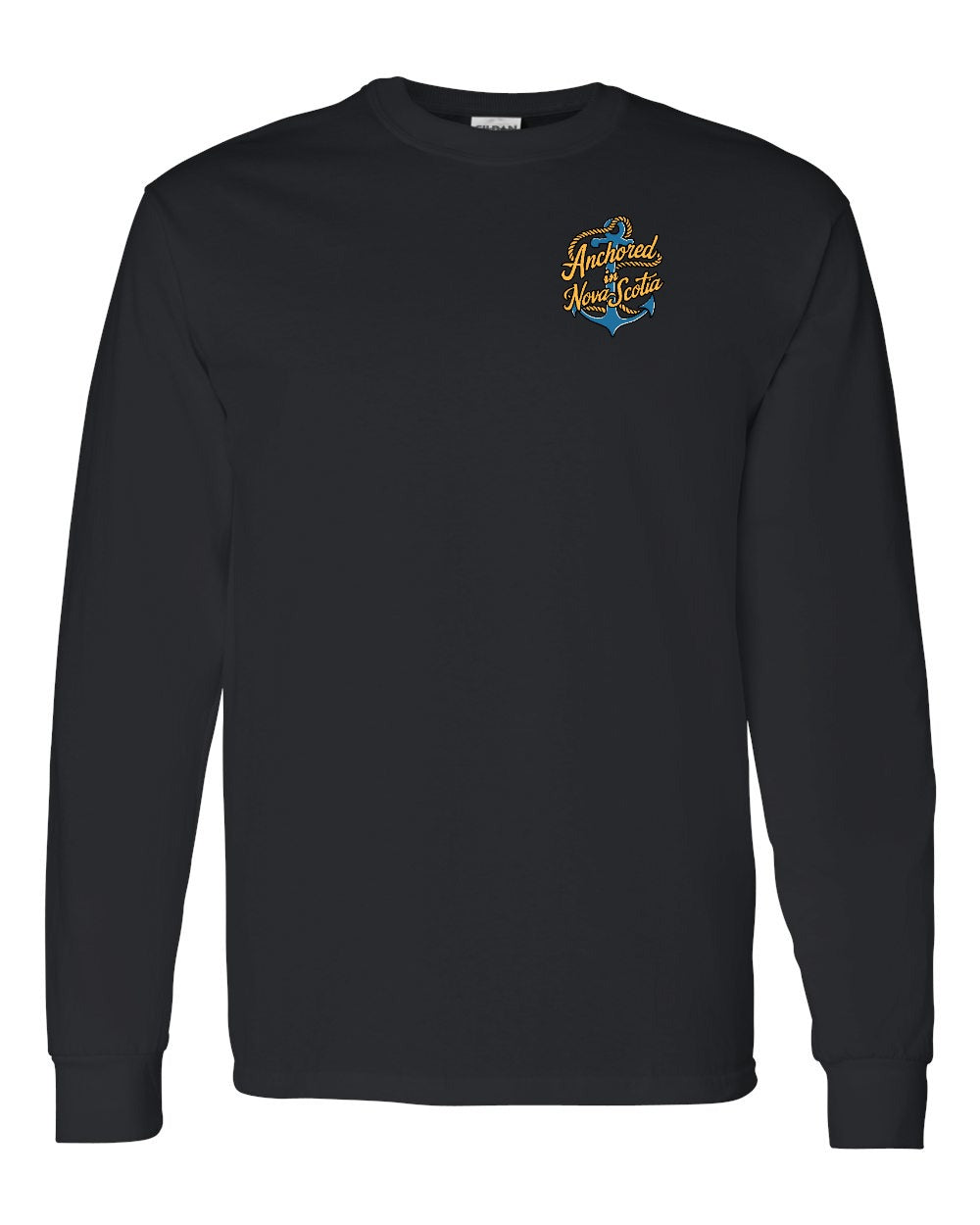 Anchored in Nova Scotia (New Design) Left Chest Long Sleeve Tee