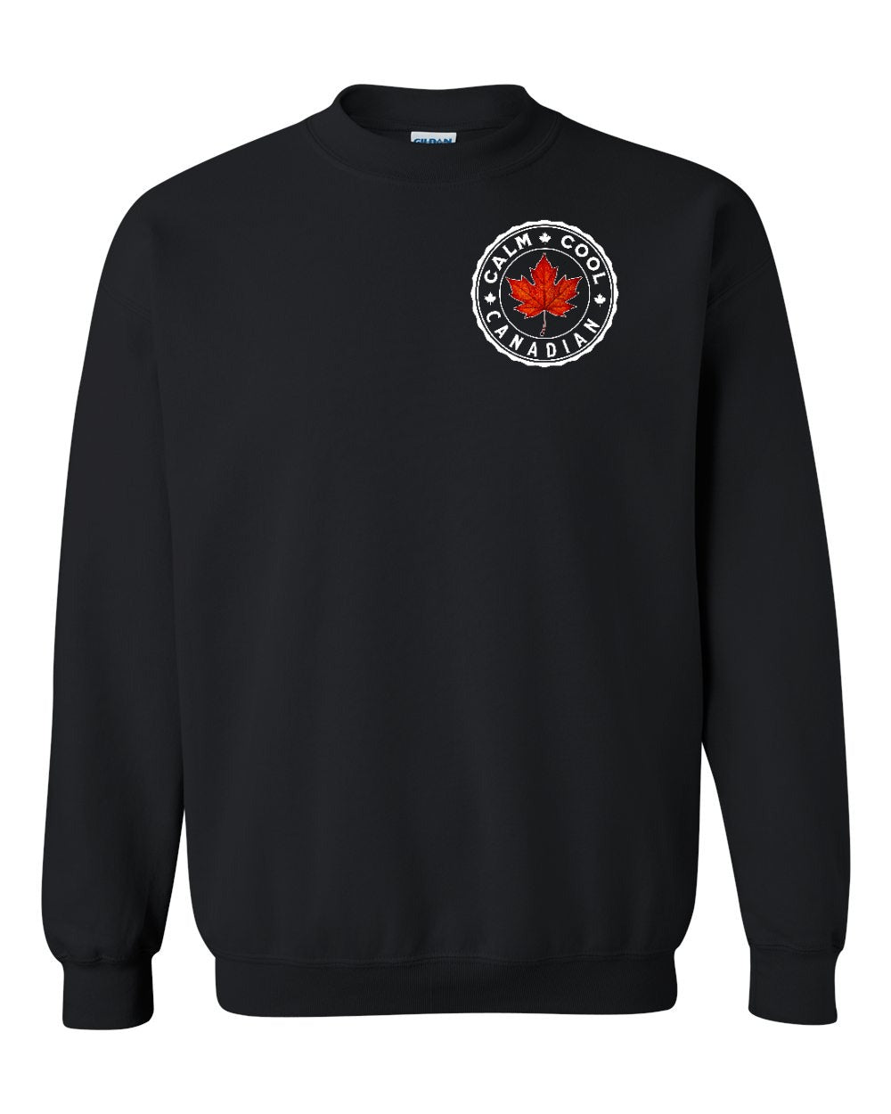 Calm Cool Canadian Leaf Left Chest Crewneck Sweatshirt - Gildan Canada (sewn Internationally) - Unisex