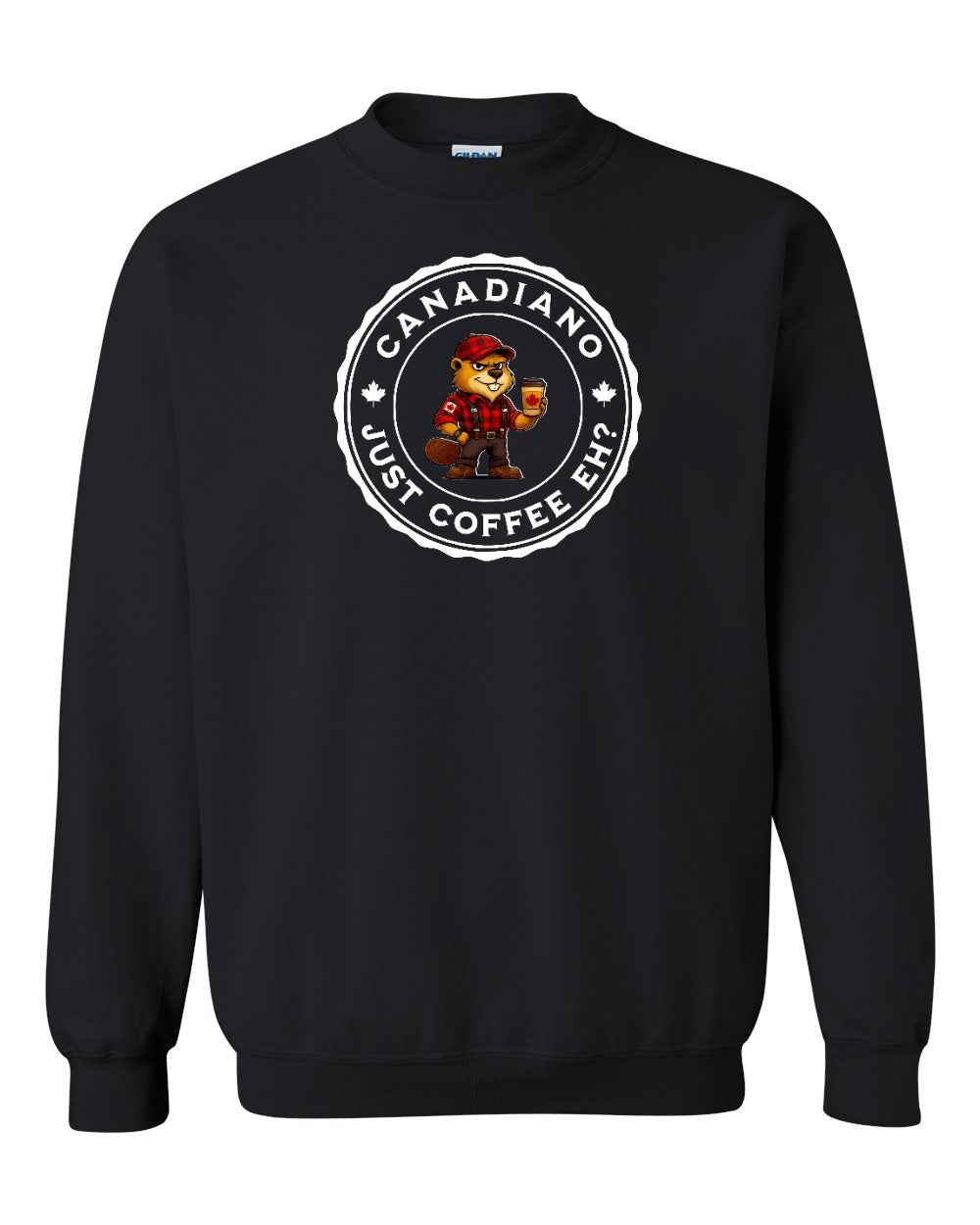 Canadiano just Coffee EH! Male Beaver Full Crewneck
