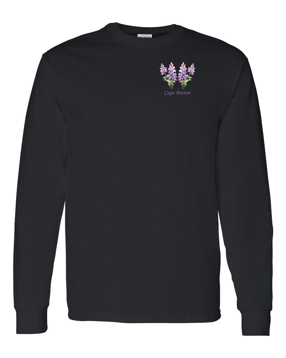 Cape Breton Lupin Left Chest and Back Long Sleeve Tee