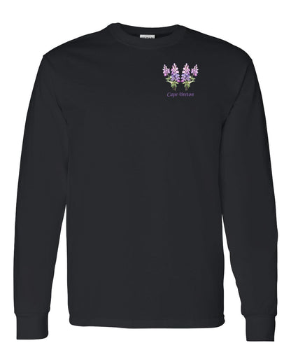 Cape Breton Lupin Left Chest and Back Long Sleeve Tee