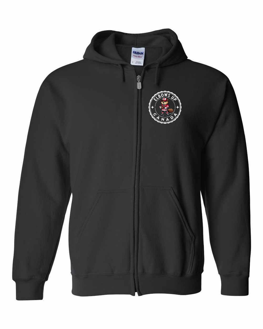 Elbows up Beaver Left Chest Zip Hoodie - Gildan Canada (sewn Internationally) - Unisex