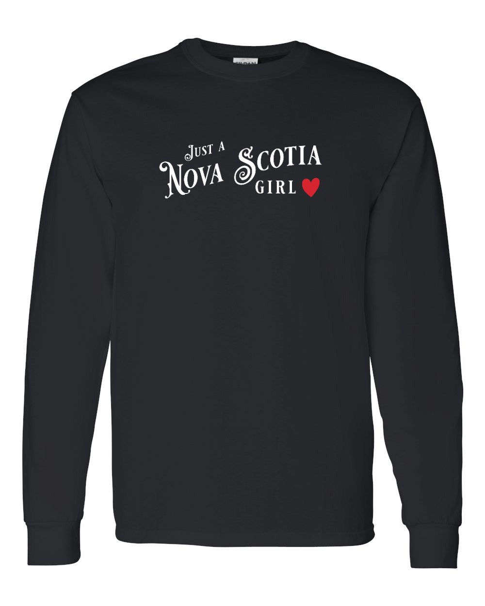 Just a Nova Scotia Girl Red Heart Full Long Sleeve Tee