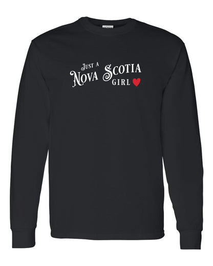 Just a Nova Scotia Girl Red Heart Full Long Sleeve Tee