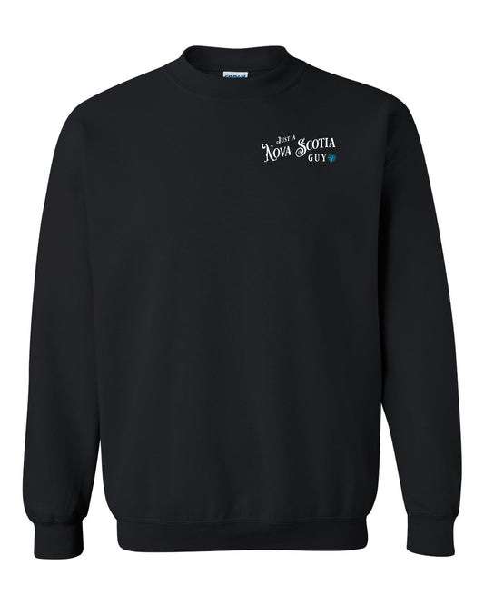 Just a Nova Scotia Guy yellow Left Chest and Back crew-neck