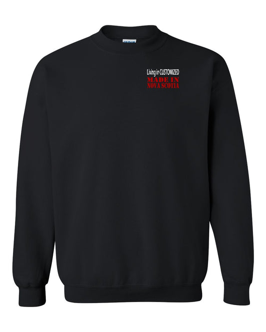 Living in Custom Made in Nova Scotia Left Chest and Back crew-neck